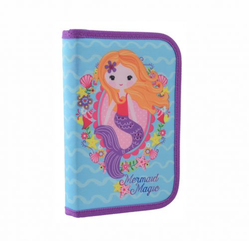 Пенал шкільний твердий "Smart" одинарний з клапаном "Mermaid"